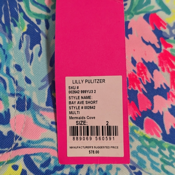 NWT! Lilly Pulitzer Bay Ave Shorts Multi Mermaids Cove Size 2 - Picture 5 of 14